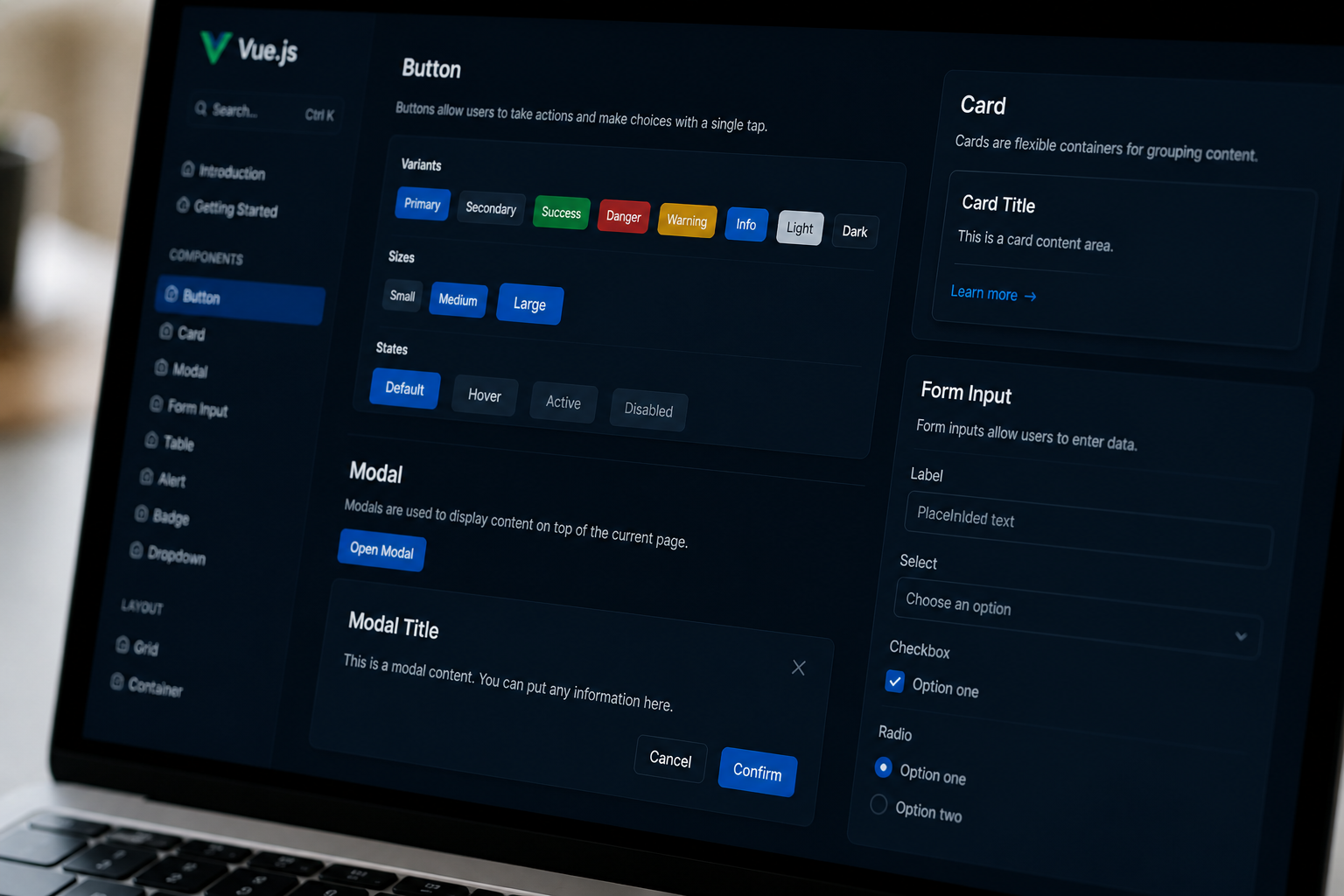 Vue.js Component Library & Design System Development